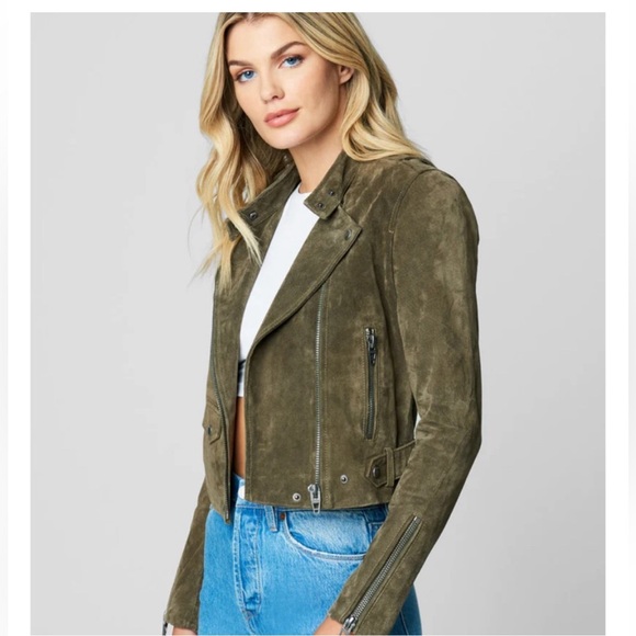 BLANK NYC Run for it suede jacket moto style sage green NWT - Picture 3 of 4